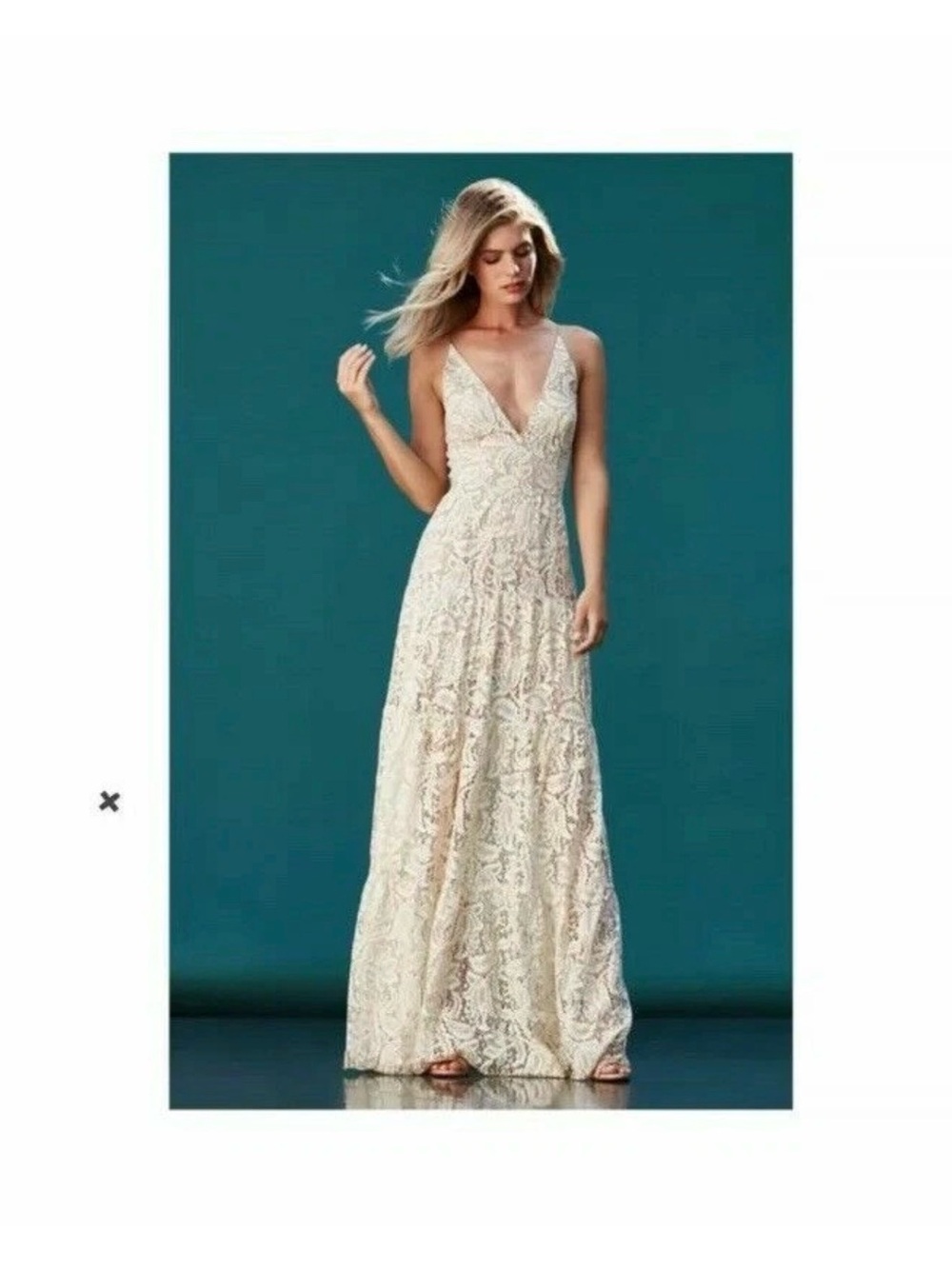 Ivory Lace V-Neck Maxi Dress DRESS THE POPULATION MELINA